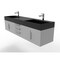 Castello Usa Amazon 72" Wall Mounted Gray Vanity With Black Top And Brushed Nickel Handles CB-MC-72G-BN-2056-BL - alternate 4